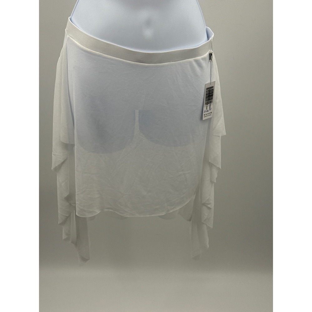 Mermaid Swimwear White Mesh Ruffle Skirt Swimsuit Cover Up S/M NWT